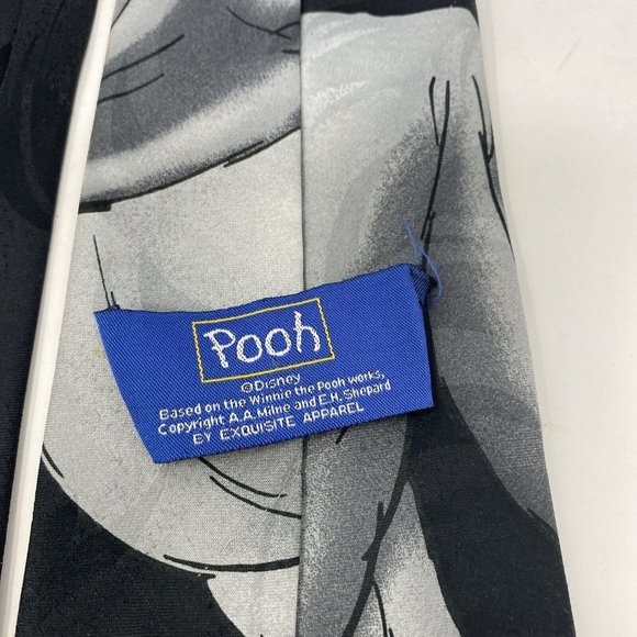 Disney Winnie The Pooh Themed Mens Tie Tigger Eeyore Black & Gray Necktie - Picture 4 of 6